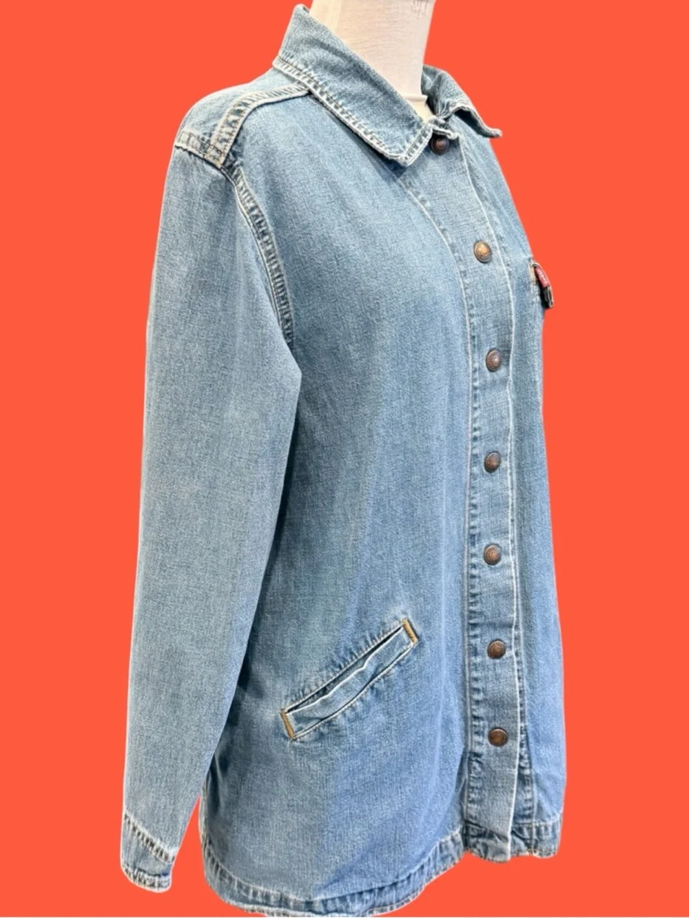 VTG Levis Red Tab Denim Chore Coat Jacket Womens M 90s Y2K Workwear Grandmacore - Picture 6 of 14